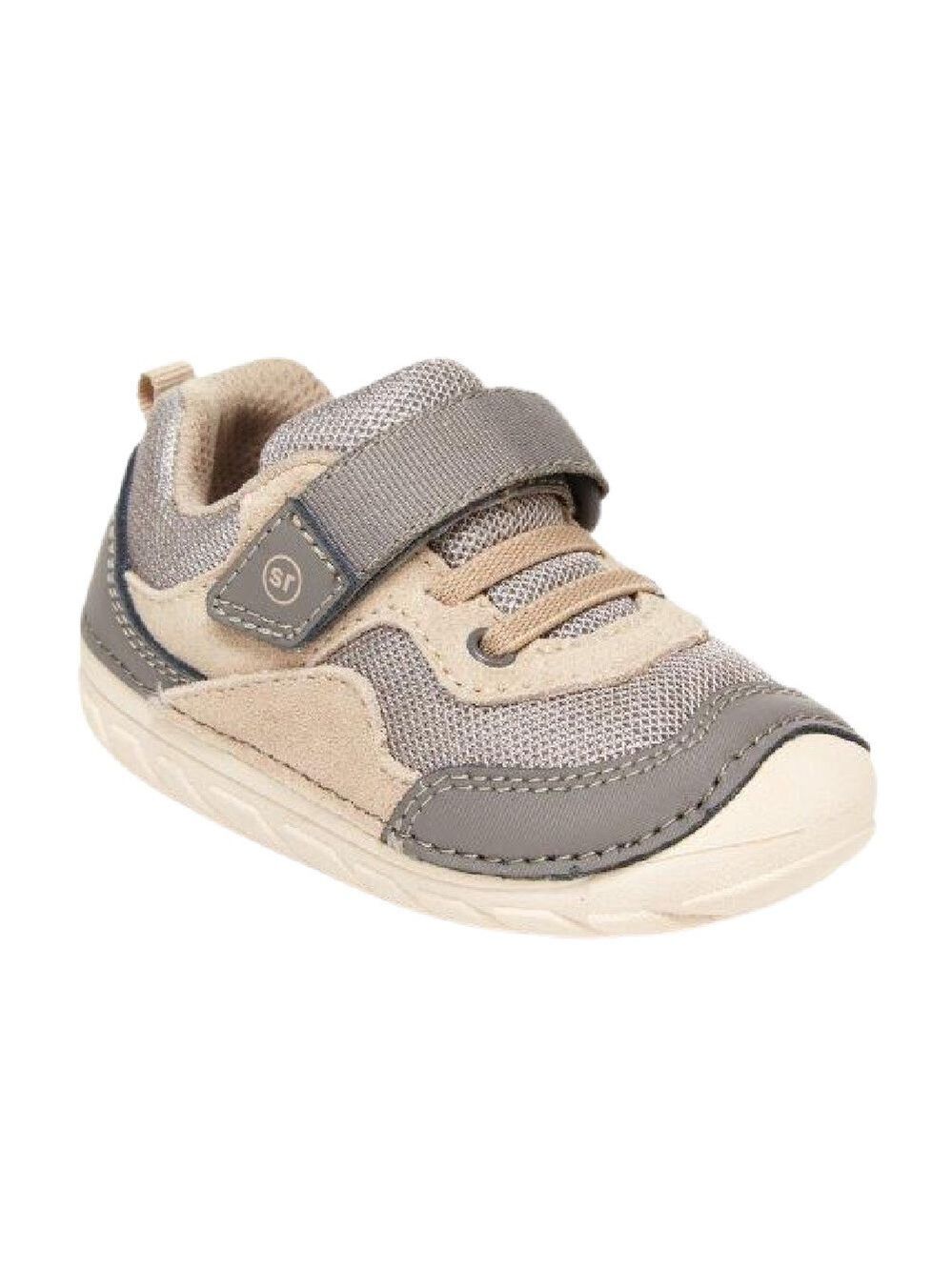 Size 3 Wide Baby Stride Rite Tan and Gray Kids Sneakers
